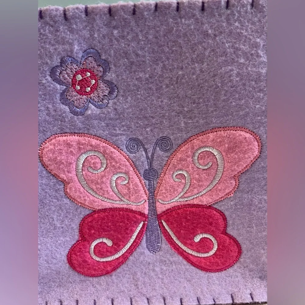Adorable Stitched & Embroidered Butterfly Felt Storage Box